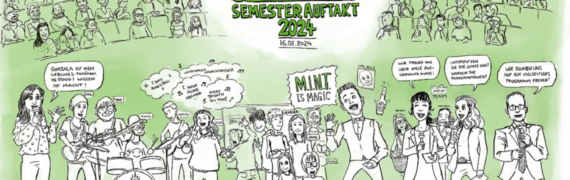 Karrikatur der JUBoh Semesterauftaktveranstaltung